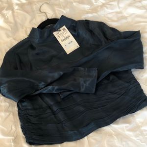 NWT Zara high neck banded bottom blouse